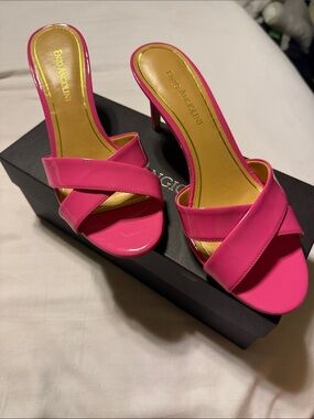 Enzo Angiolini - Eaallto Hot Pink Patent Cross-Strap Sandal Heels